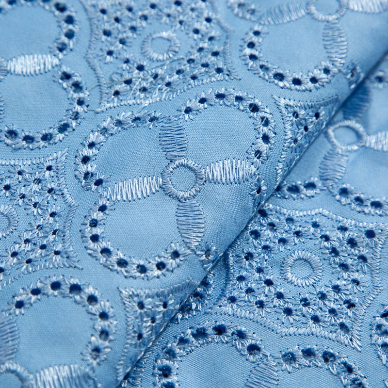 African Swiss Voile Cotton Lace Fabric – 5 Yards | Nigerian Embroidered Lace for Men’s & Women’s Clothing & DIY Sewing
