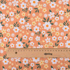 Orange Floral Printed Twill Cotton Fabric – 160cm (63") Wide | Cut to Order