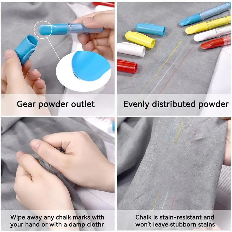 Pen-Shaped Chalk Fabric Marking Pencils – Erasable Tailor Chalk for Sewing, Quilting & Patchwork
