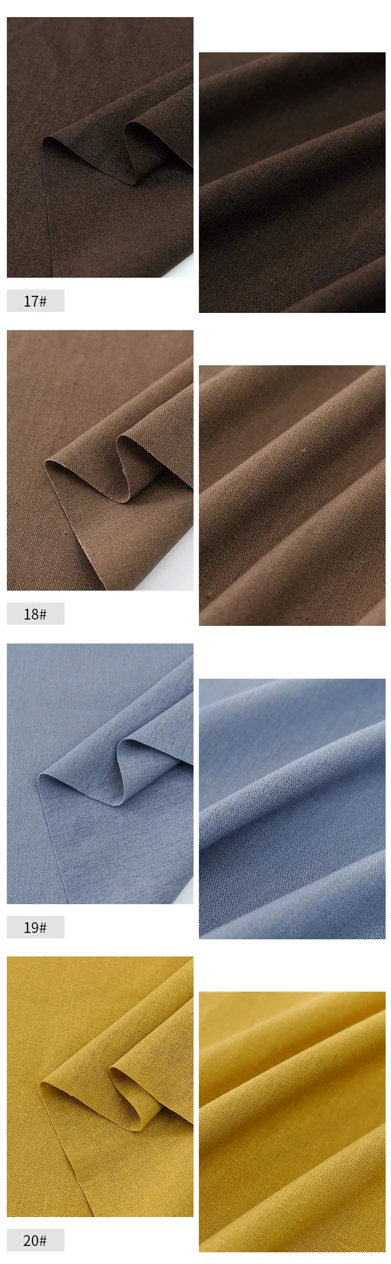 Solid Color Cotton-Linen Blend Fabric – 195 g/m², 135 cm Wide