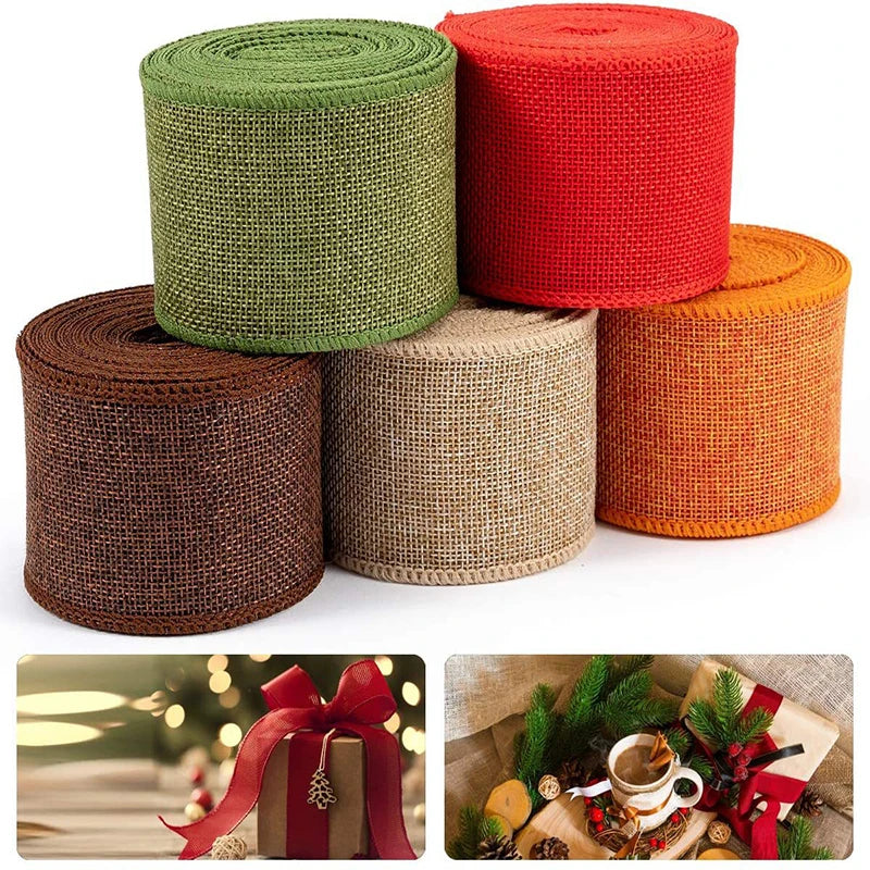Colorful Natural Jute Burlap Ribbon – 6 cm × 3 m