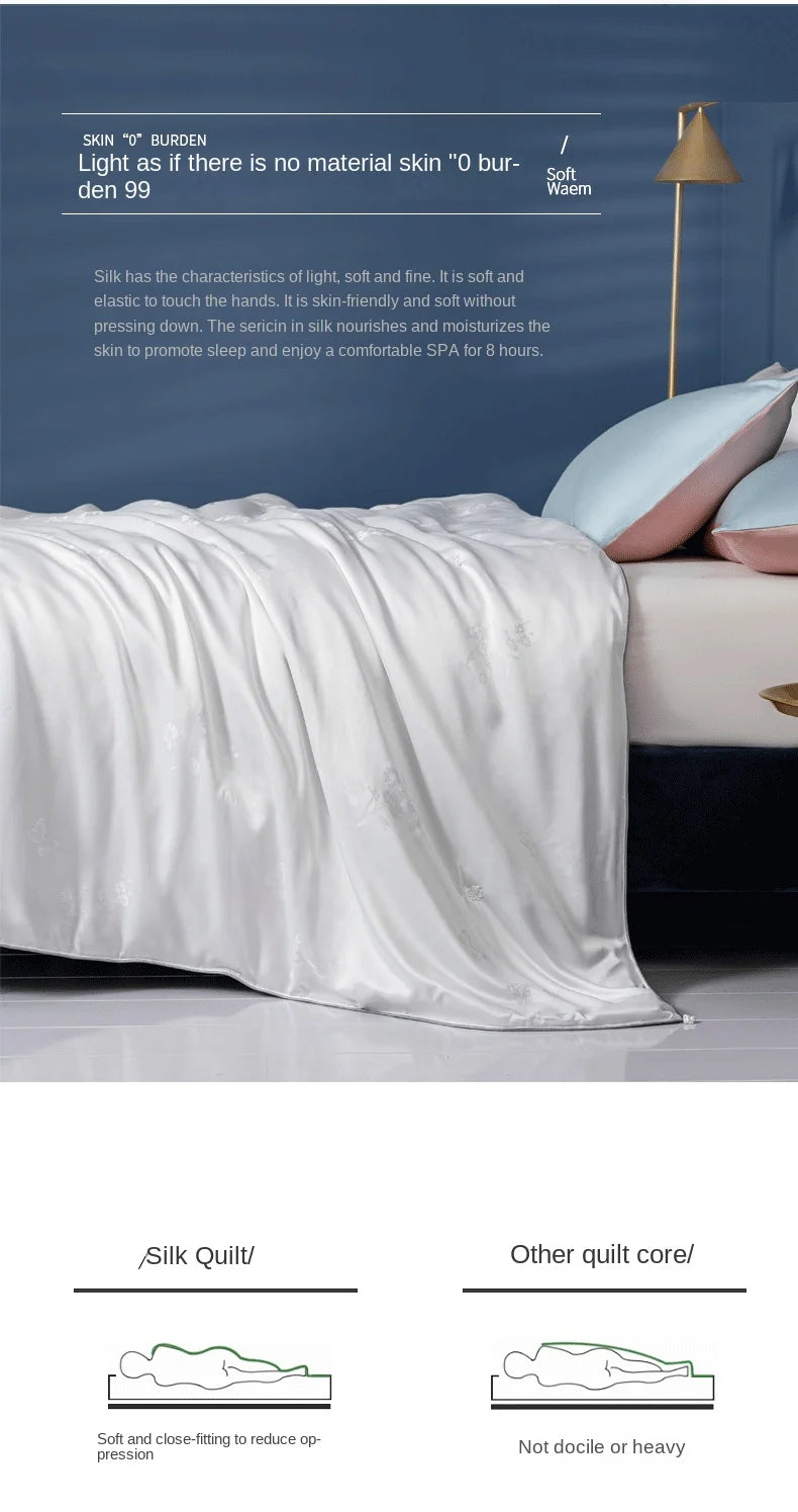JAGDAMBE Mulberry Silk Quilt – 100% Natural Silk Fill, 300TC Cotton Shell, All-Season Comforter