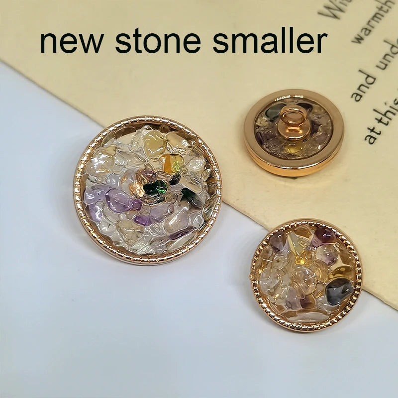 Luxury Purple Stone Beaded Metal Shank Buttons – 3 Sizes, 6-Pack, Zinc Alloy