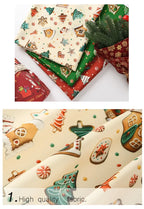 Tela estampada de pan de jengibre navideño y festivo – 100% poliéster, 150 cm de ancho
