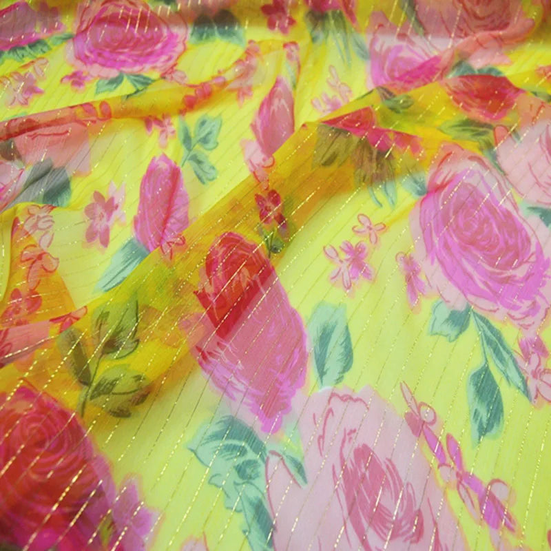 Floral Print Silk-Cotton Blend Fabric – 135cm Wide, 9-10mm | Dresses, Blouses & Luxury DIY Sewing