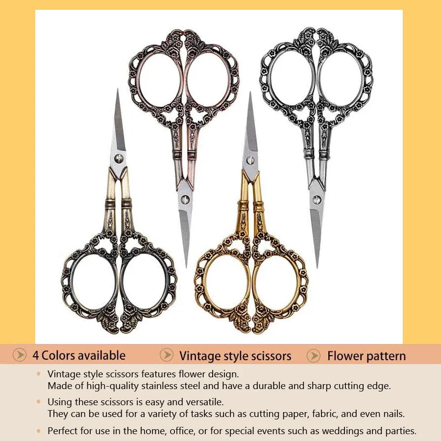 Tijeras de Costura y Manualidades Estilo Vintage – Acero Inoxidable Decorativo, 11,4 cm