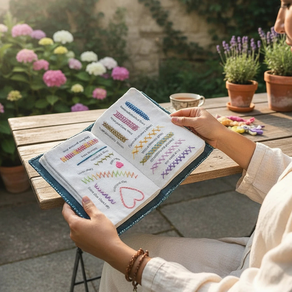 Complete Beginner Embroidery Stitch Book Kit with Full Toolkit & Zippered Case