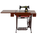 Vintage Treadle-Style Household Sewing Machine with Wooden Table, Stand & 3 Drawers | 220V