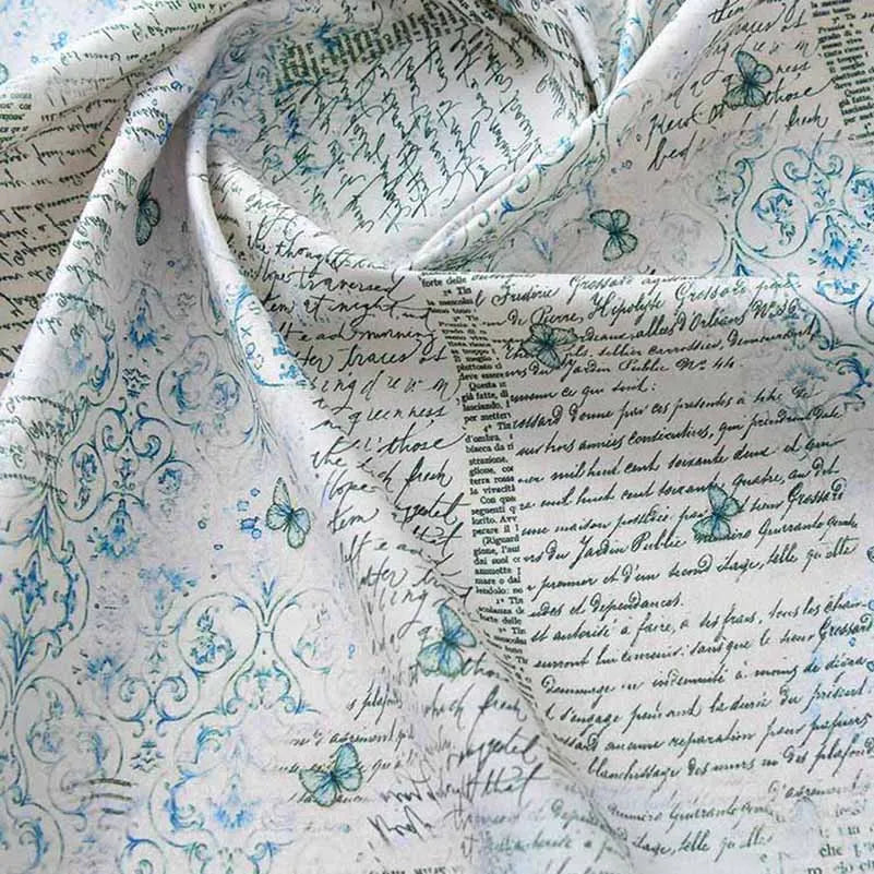 Vintage Newspaper & Map Digital Print 100% Cotton Fabric — 110cm Wide