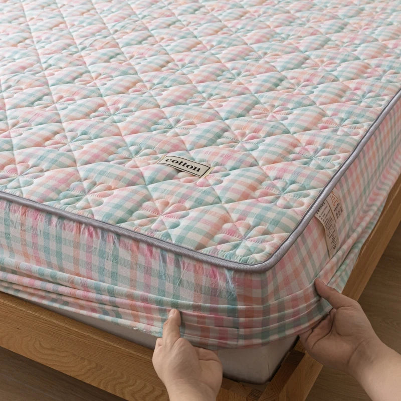 KISS NEST A-Class Antibacterial Washed Cotton Mattress Cover – Quilted, Hypoallergenic, Twin to California King
