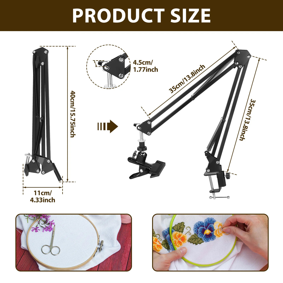 Soporte Metálico para Bastidor de Bordado, Soporte Ajustable para Bastidor de Bordado, Soporte para Punto de Cruz Giratorio 360° para Manualidades