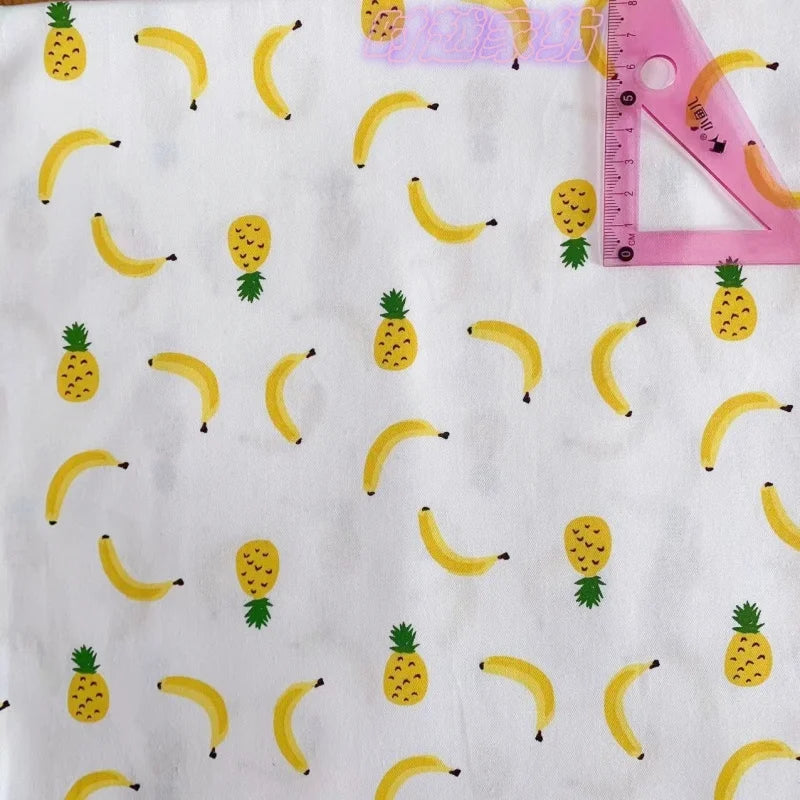 Cartoon Print Pure Cotton Twill Fabric – 50cm x 160cm (19.7" x 63") – Watermelon, Cherry & More