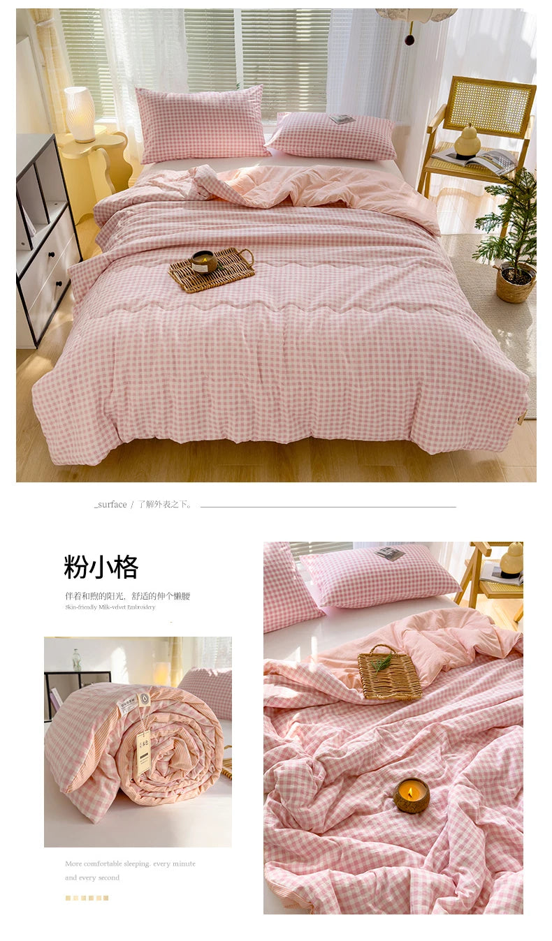 Nordic Style All-Season Cotton Comforter – Lightweight Soybean Fiber Duvet | Single, Double, Queen & King