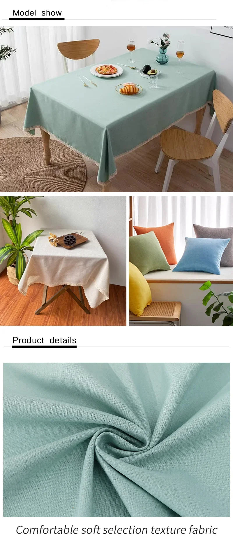 0.5m/1m/2m Pure Color Faux Cotton Linen Fabric Soft for DIY Clothing Curtain Storage Bag Home Textile Tablecloth Sewing Fabric