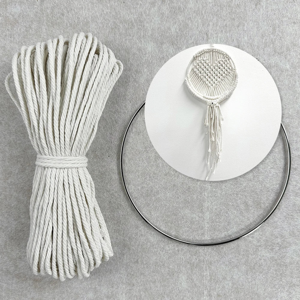 Kit de macramé Corazón y Flores para Colgar en la Pared — Kit de Manualidades DIY para Principiantes | Poliéster