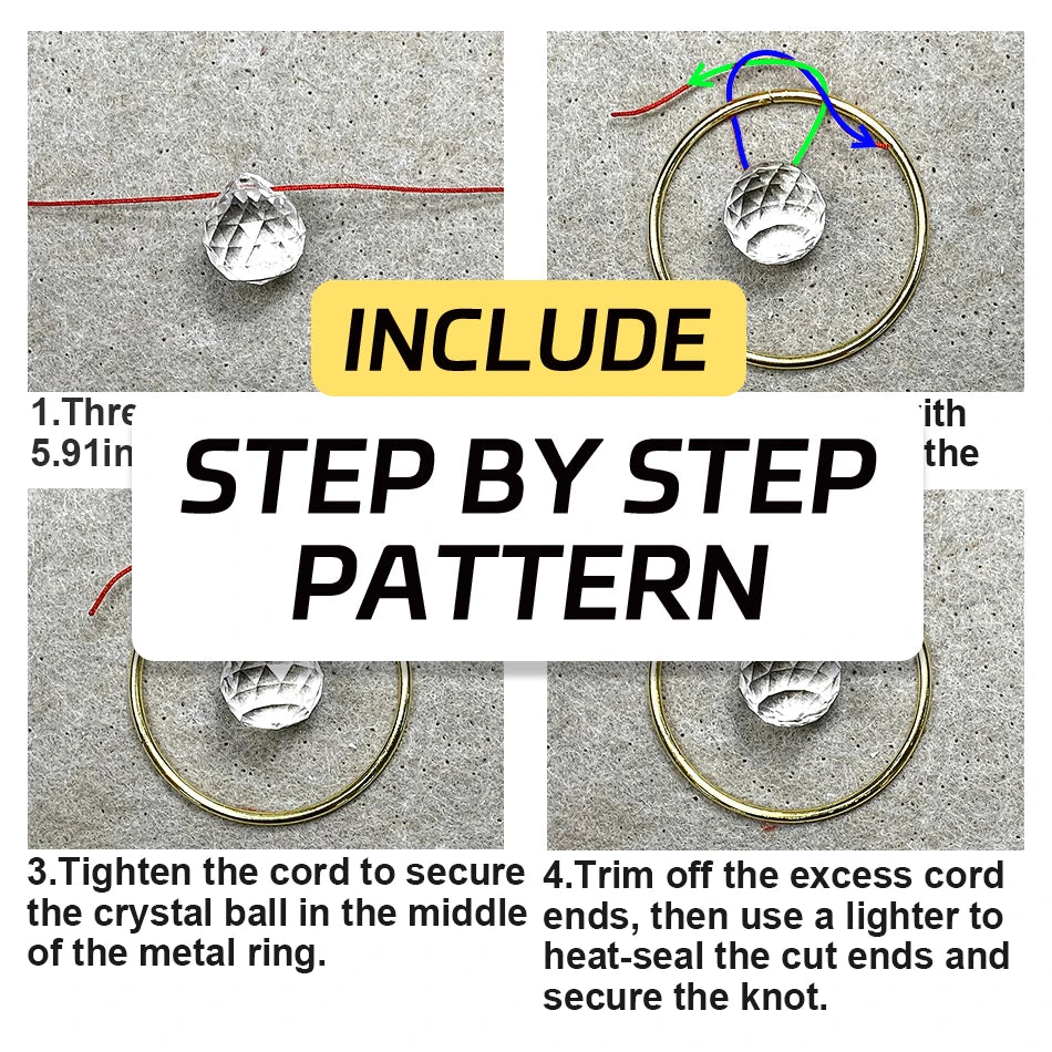 Bohemian Macramé Suncatcher Kit – DIY Crystal Ring Wall & Window Decoration