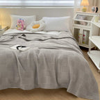 Manta de Algodón 100% Suave Transpirable de Waffle para Cama Twin Queen King Manta Decorativa a Cuadros para Sofá Mantas Ligeras de Verano