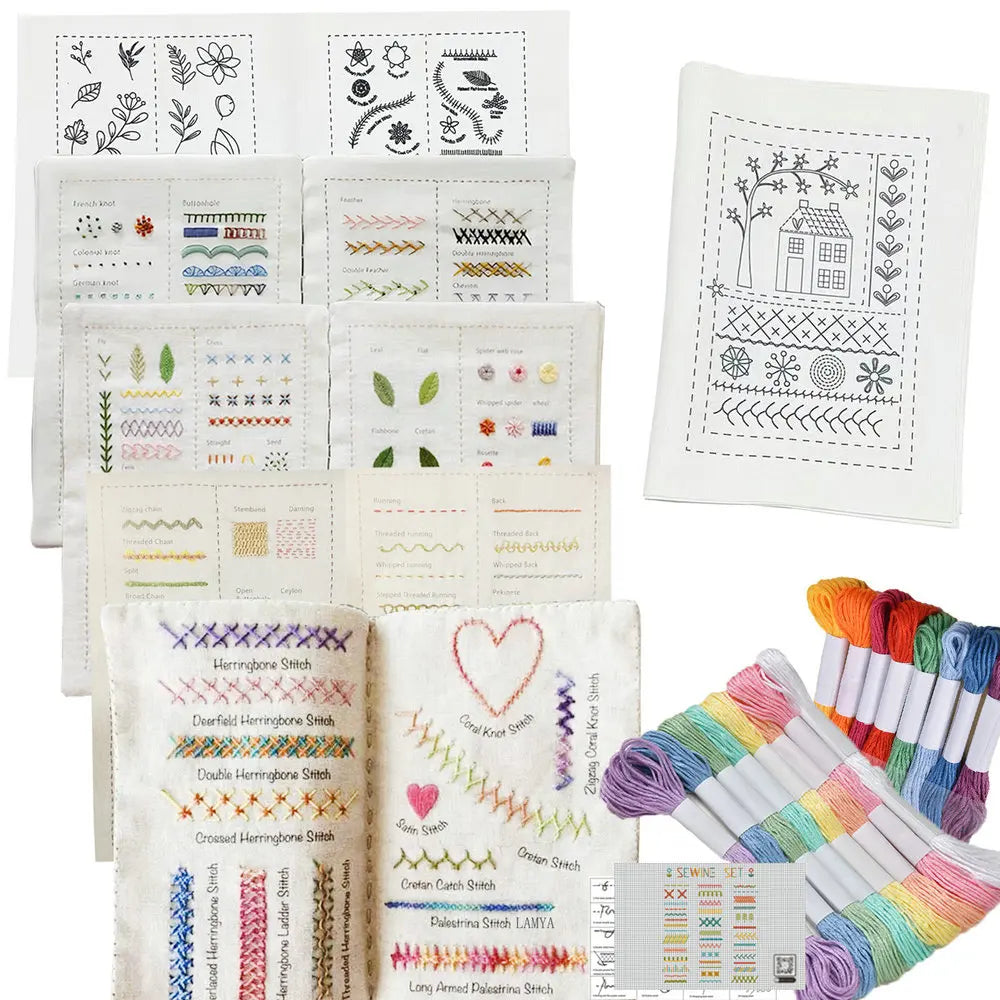 Creative Embroidery Stitches Book - 6-Page Beginner DIY Stitch Guide