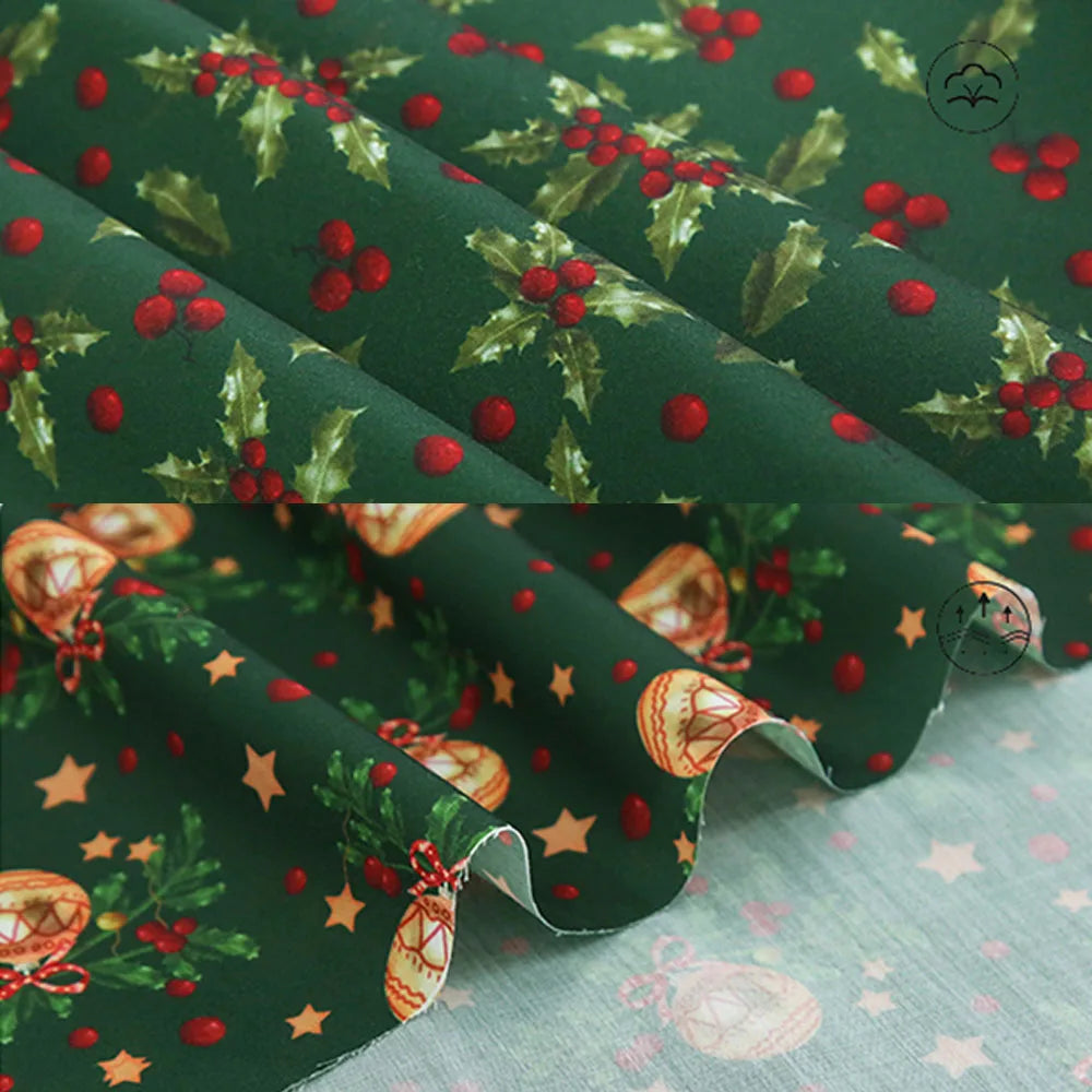 Christmas Holiday Print Fabric – 100% Polyester, 50cm x 150cm