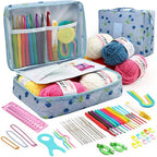 Juego de ganchillos ergonómicos y kit para principiantes — Lana, agujas de acero y suministros de tejido | 8 tipos