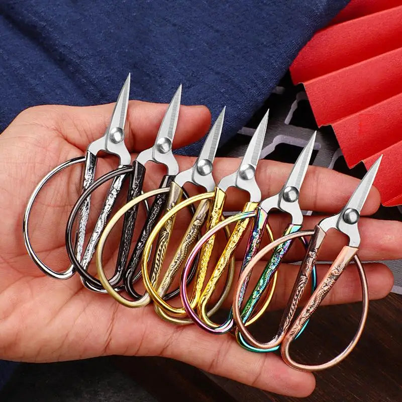 Tijeras de coser retro mini — Cortahílos de acero inoxidable vintage en 6 acabados