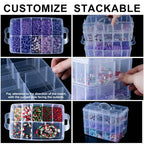 Caja Contenedora de Almacenamiento Apilable de 3 Capas con Compartimentos Ajustables para Organizar Cuentas, Almacenamiento de Artículos Pequeños, Manualidades, Joyería