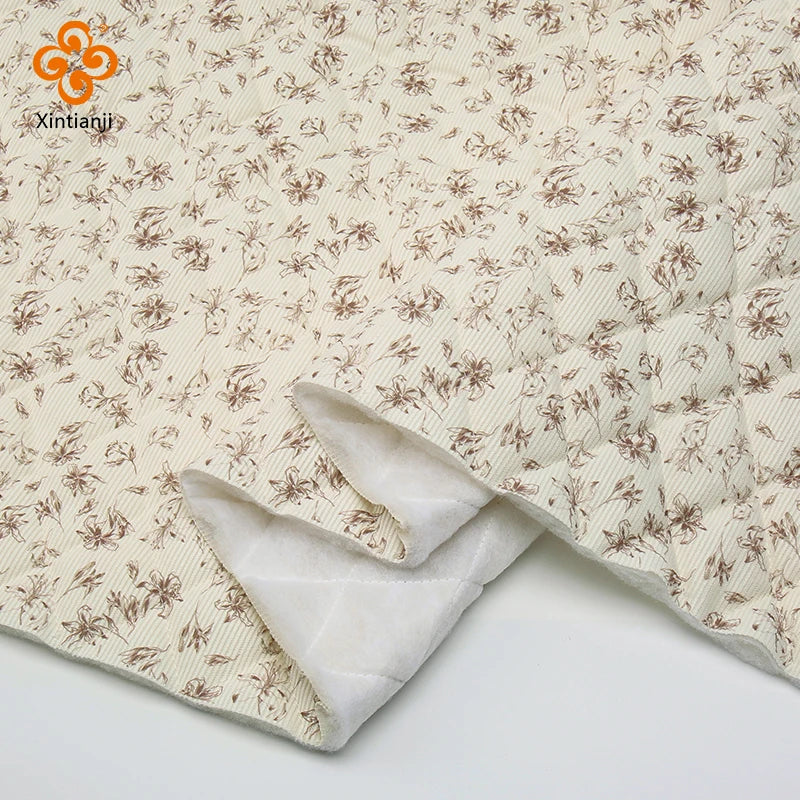 Pre-Quilted Floral Fabric – 59" Wide Polyester-Cotton Blend | Winter Coats, Bags & Home Décor (3 Lengths)