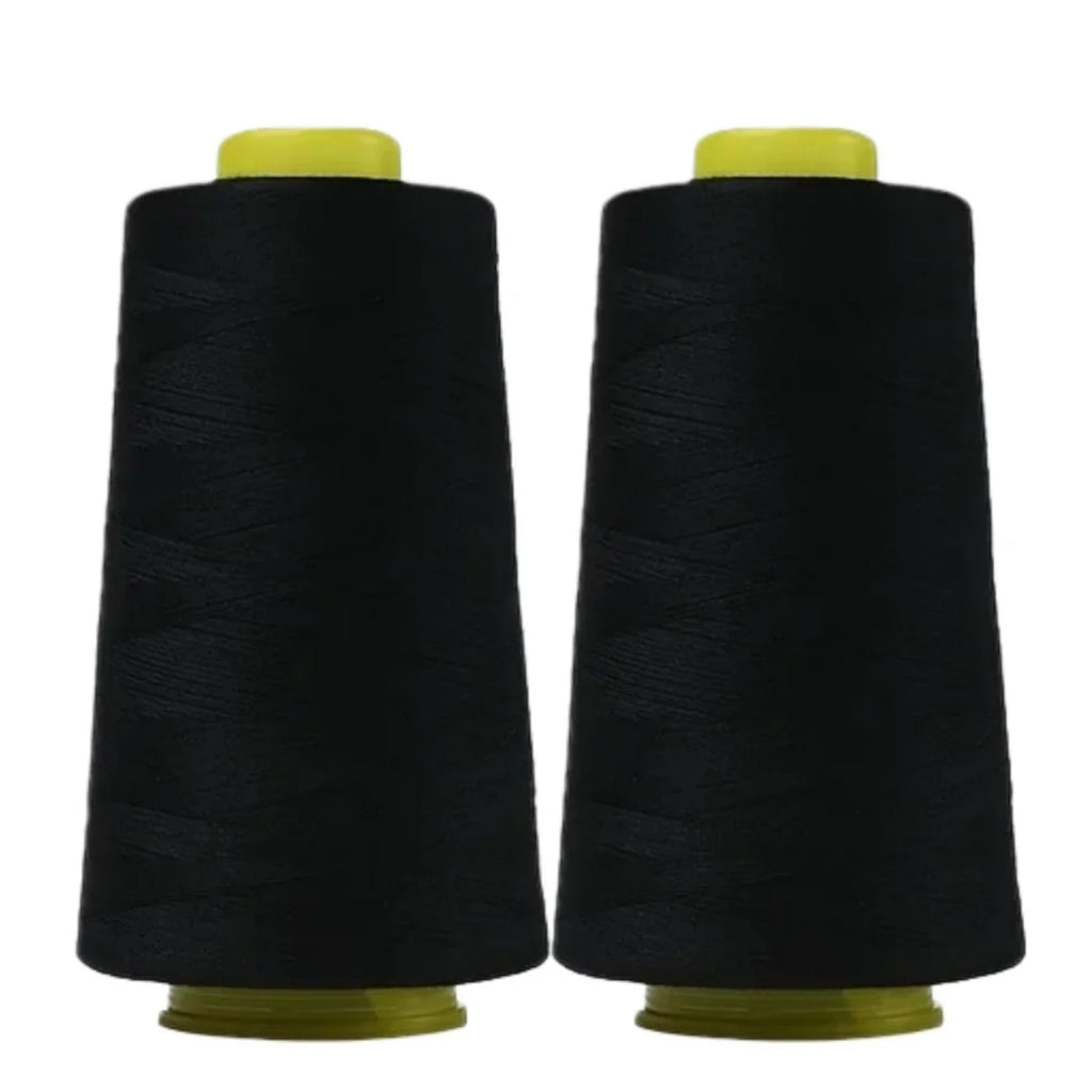Serger Thread 100% Polyester – 3000 Yards per Roll | Black & White Cones