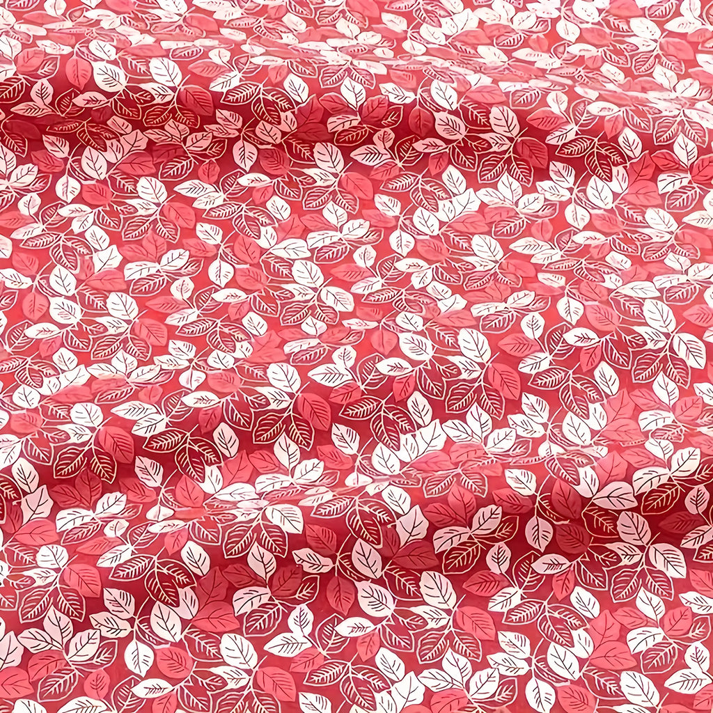 7-Piece Red Floral Cotton Patchwork Fabric Bundle