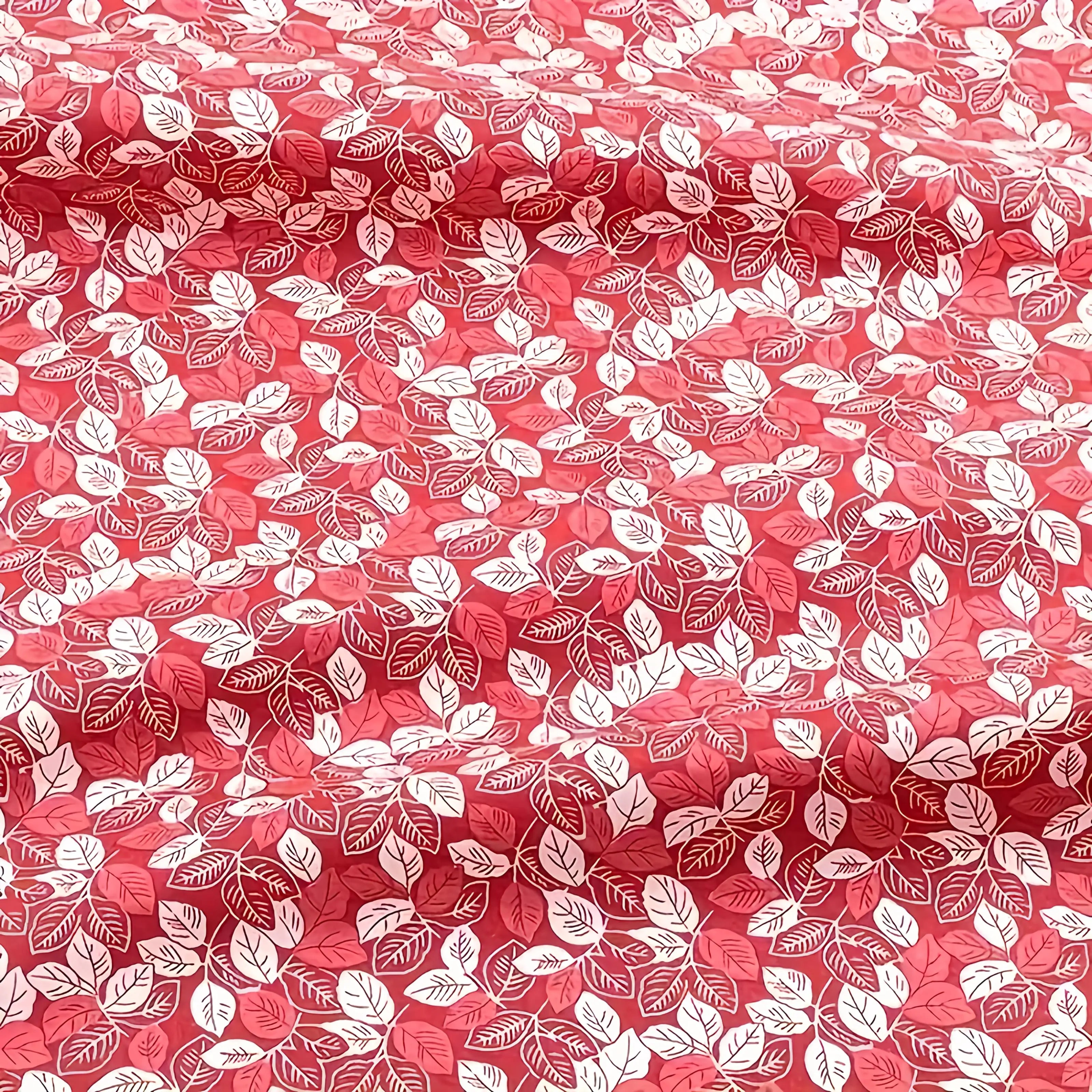 7-Piece Red Floral Cotton Patchwork Fabric Bundle