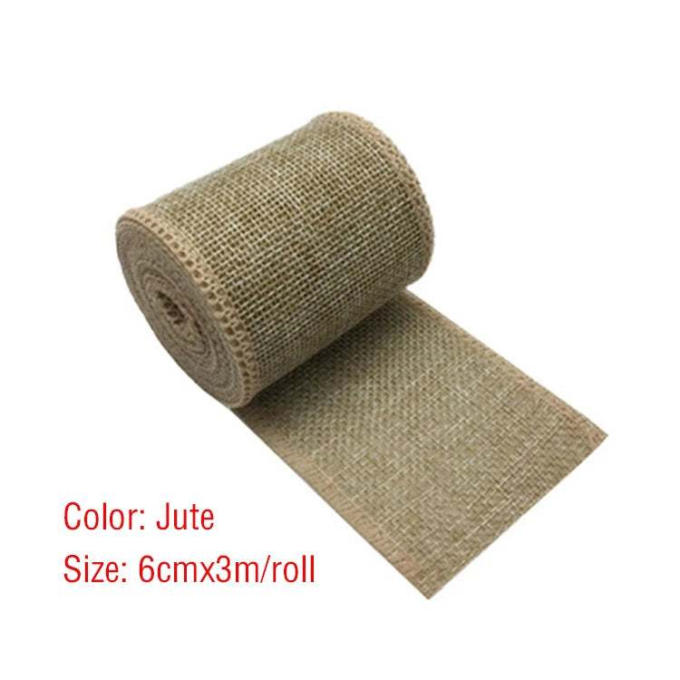Colorful Natural Jute Burlap Ribbon – 6 cm × 3 m