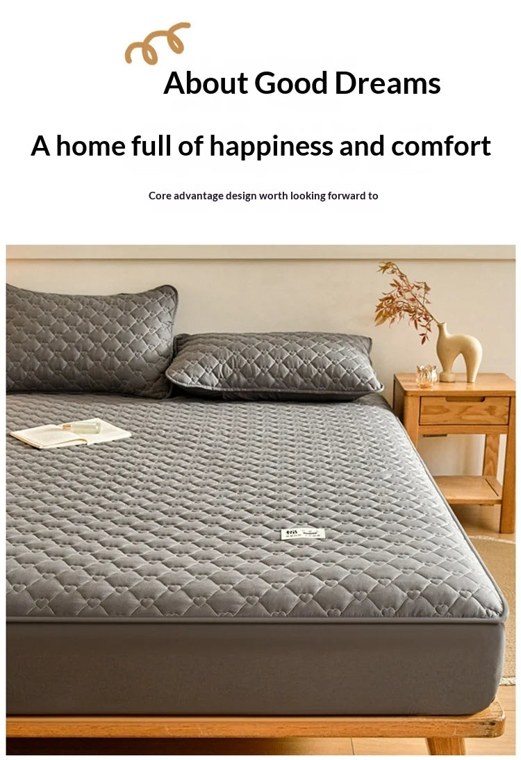 Feng Yu Qing 100% Cotton Quilted Fitted Sheet – 400TC Mattress Protector, Multiple Sizes