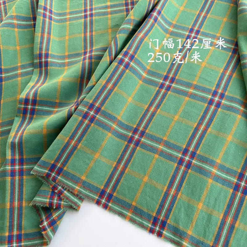 Brushed Plaid 100% Cotton Fabric – 145cm Wide, 250g/m for Shirts, Dresses, Coats & DIY