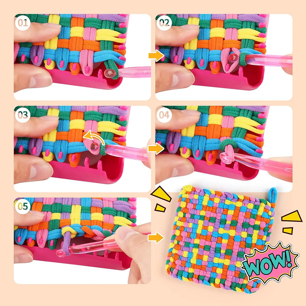 Juego de Telar para Tejer Juguetes Bucles para Salvamanteles Manualidades Telar para Salvamanteles Kits de Tejer Ganchillo Columpio para Niños Adultos Principiantes Suministros