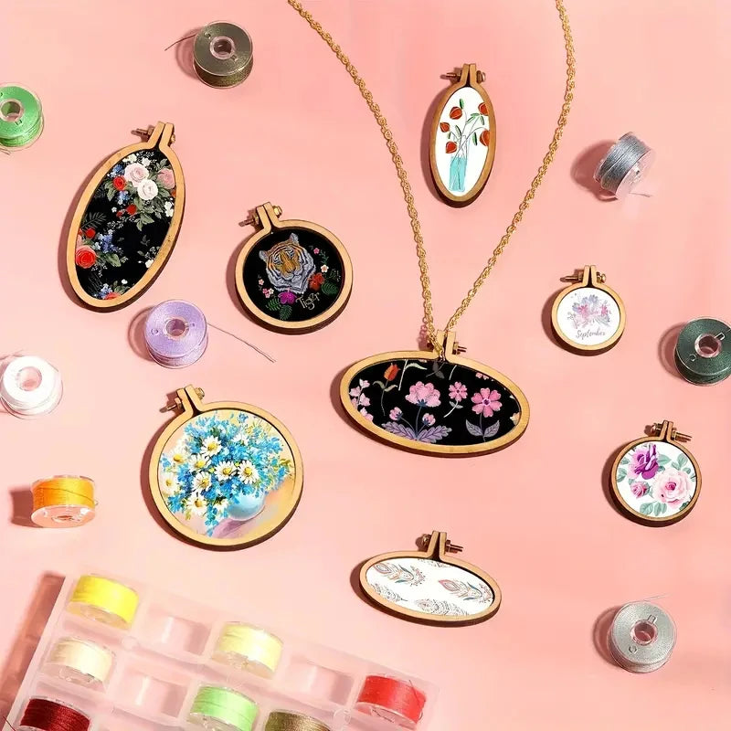 Mini Wooden Embroidery Hoop Set — 10 Pieces