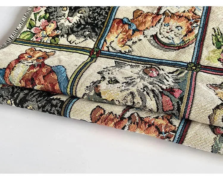 Tela de brocado con estampado de gato bonito – 150 cm de ancho, cortado a pedido (incrementos de 50 cm)