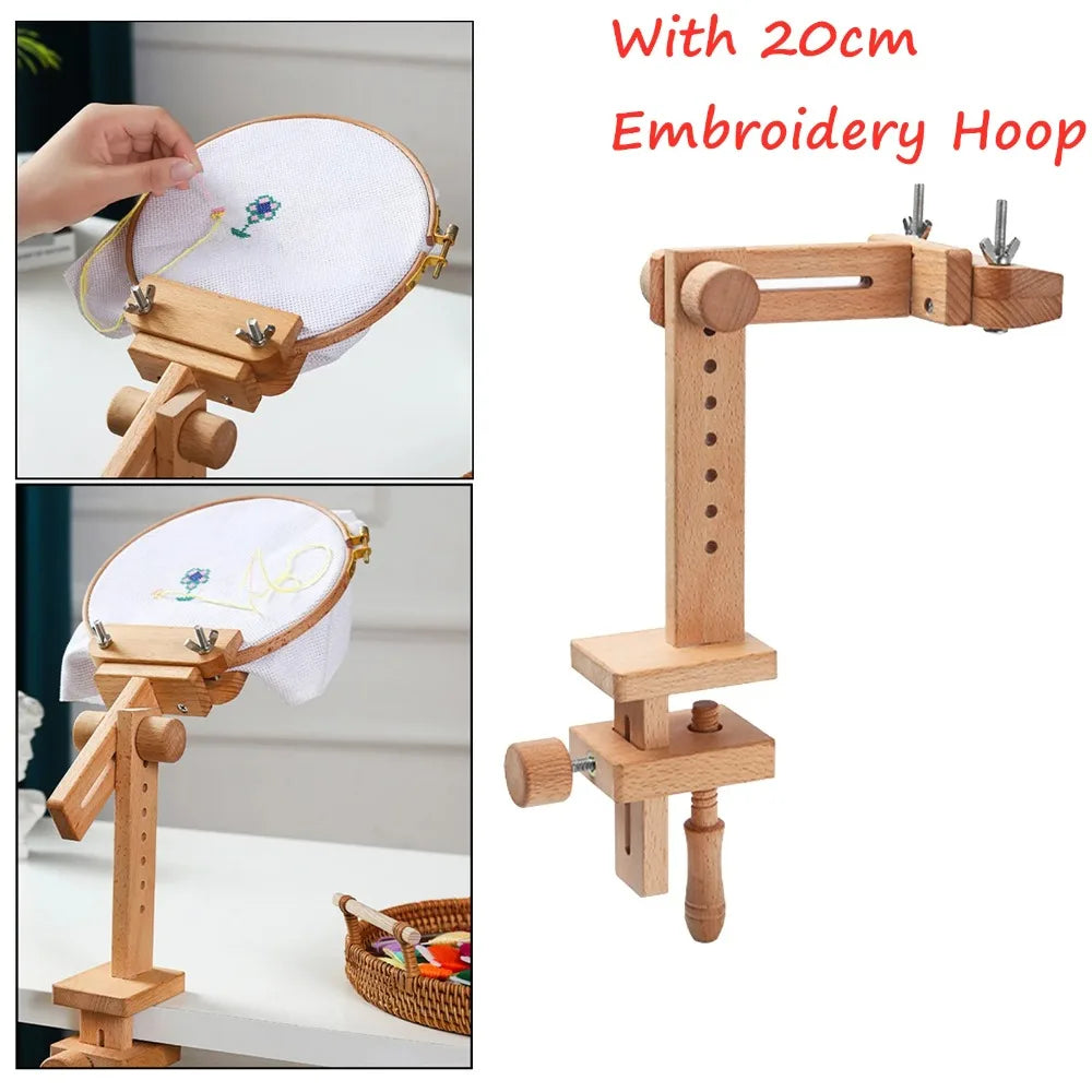 Soporte de escritorio ajustable para bastidor de bordado de madera con rotación de 360 grados Marcos de bastidor de punto de cruz Anillos Regalos para adultos y madres Costura