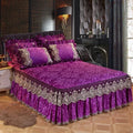Lace Plush Quilted Bed Skirt – European Style Anti-Slip Mattress Cover | 45 cm Drop