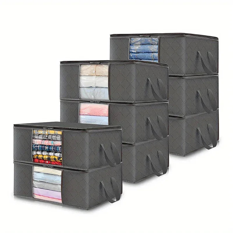 35L Foldable Fabric Storage Bag with Clear Window – Quilt & Blanket Organizer Box