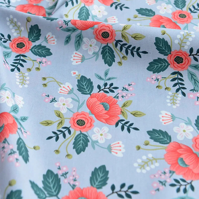Floral Printed 100% Cotton Twill Fabric – 63" Wide, Sold by the Half Meter | Quilts, Bedding & DIY Sewing