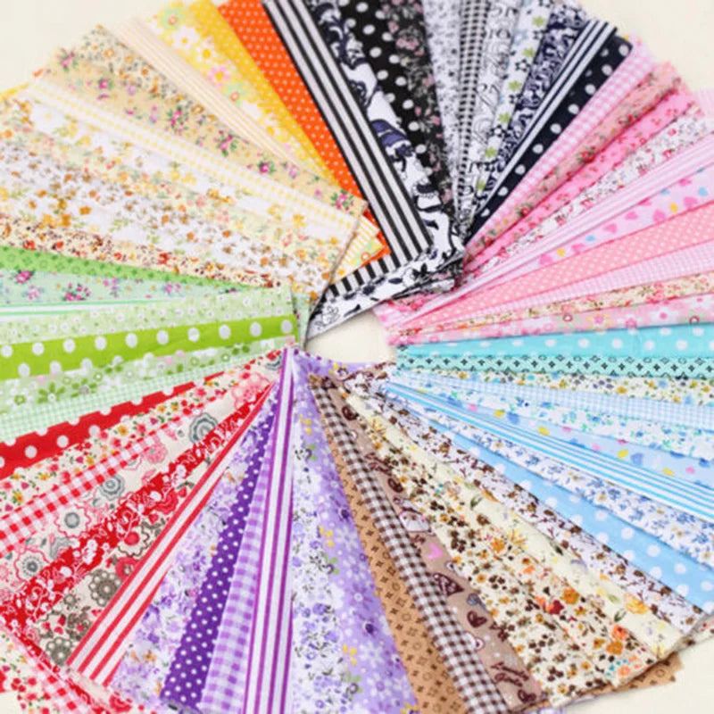 Vintage Floral Cotton Quilt Fabric Squares – 25x25cm Pre-Cut | Assorted Colors for Quilting & DIY