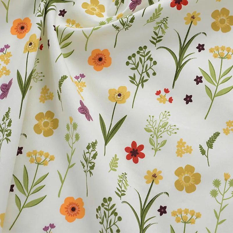 Floral Printed 100% Cotton Twill Fabric – 63" Wide, Sold by the Half Meter | Quilts, Bedding & DIY Sewing
