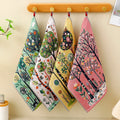 Forest Pattern 4-Layer Cotton Gauze Hand Towels – Set of 4, Quick-Dry & Water-Absorbent – For Kitchen, Dining & Cleaning