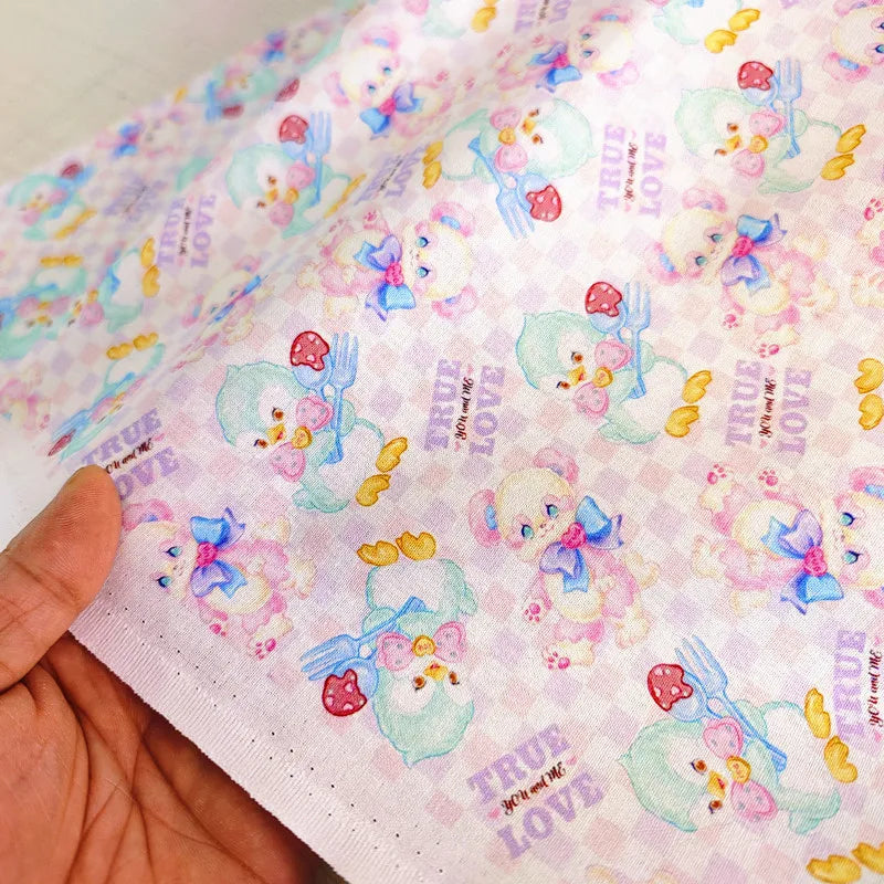 20S Cotton Cute Showa Kawaii Cat Deer Print Fabric DIY Quilting Needlework Material Sewing Dress Kids Clothes Fabrics