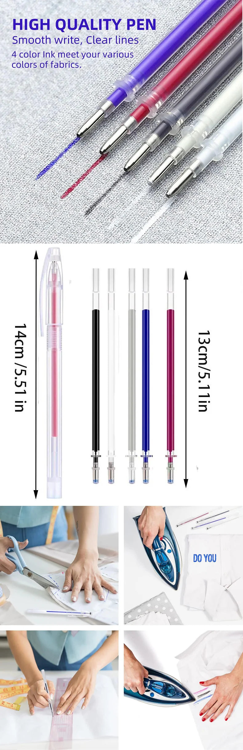 Heat-Erasable Fabric Marking Pens for Quilting & Sewing