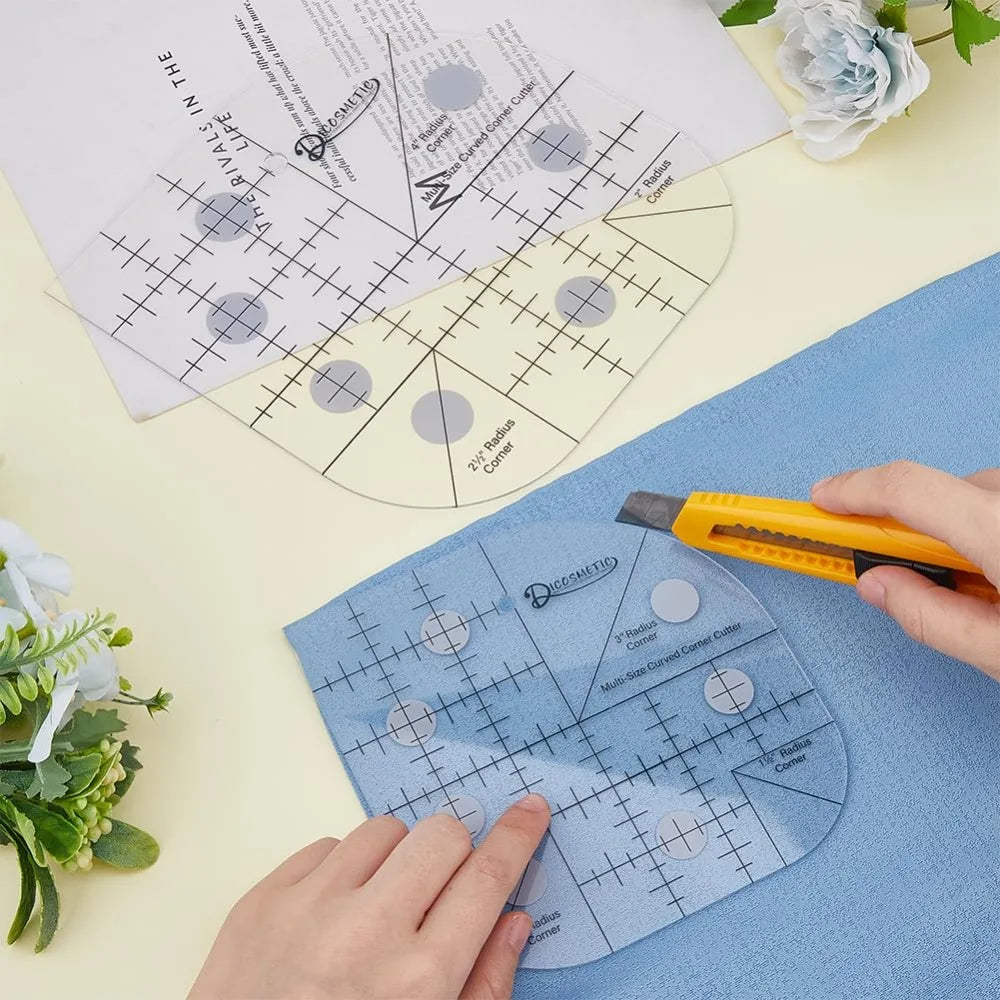 2 Styles Curved Corner Ruler 2Pcs Acrylic Quilting Rulers Sewing Patchwork Ruler Sewing Template Tools Multifunctional