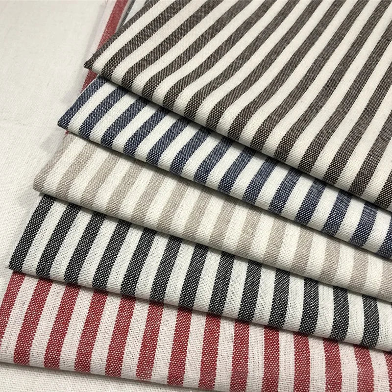Striped Cotton Linen Fabric for Sewing & Home Décor | Sold by the Meter