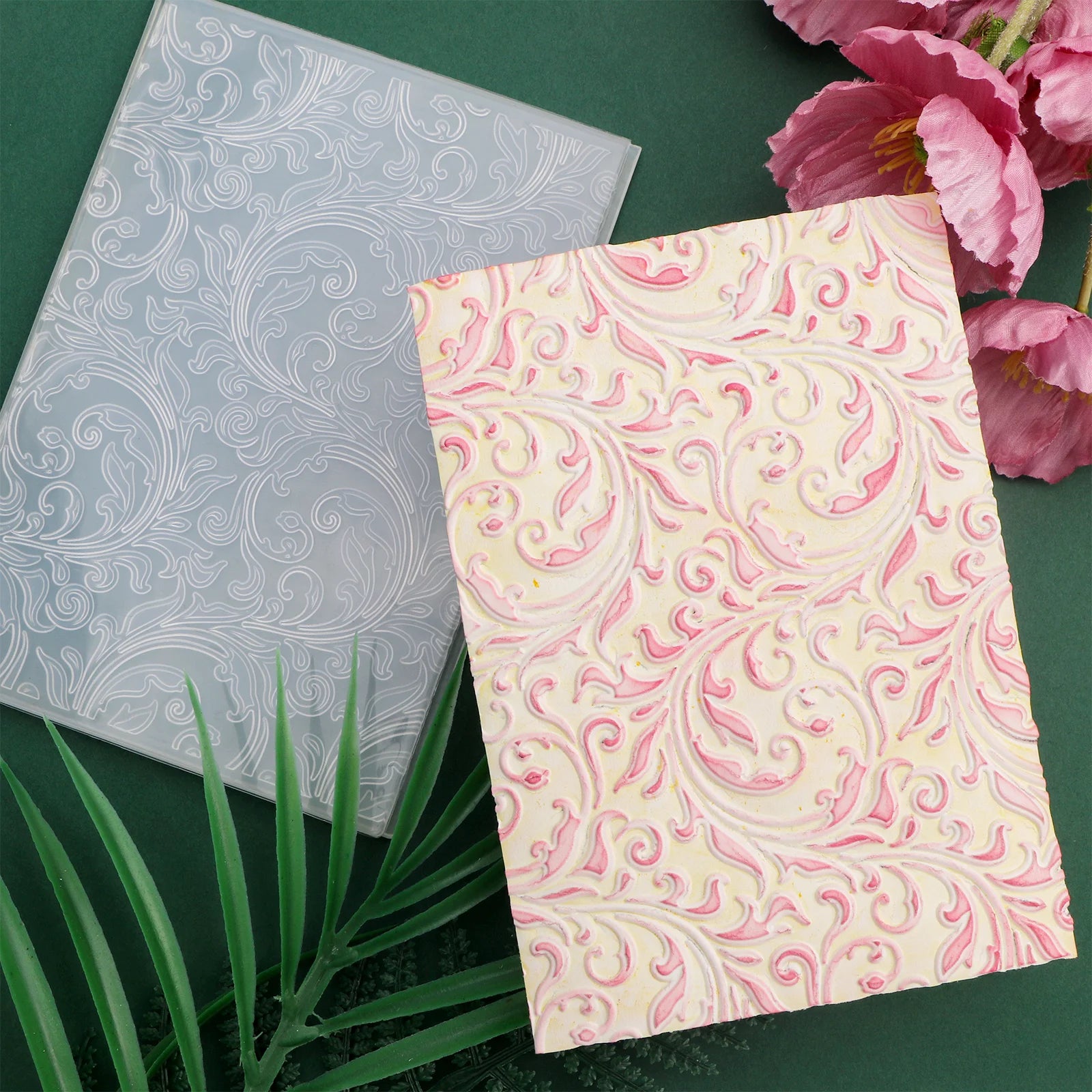 Curly Pattern 3D Embossing Folder – Textured Background Die for Scrapbooking & Paper Crafts