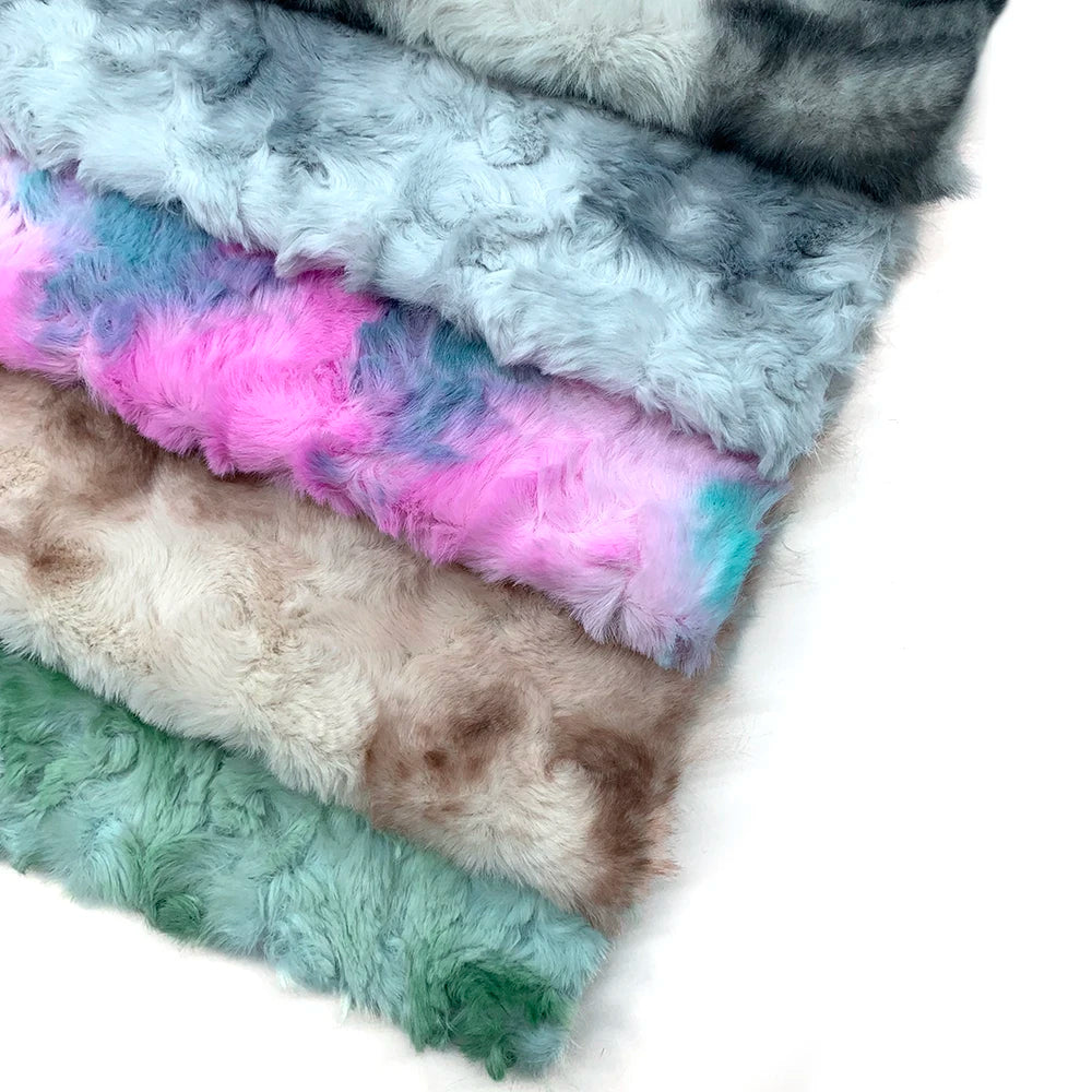 Tejido de Peluche Teñido Anudado – 25x45cm, Pelo de Muñeca de Algodón y Manualidades, 10 Colores