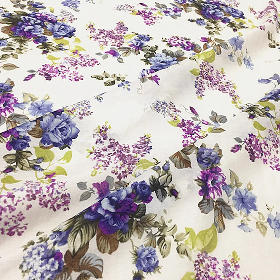Floral Print Silk-Cotton Blend Fabric – 135cm Wide, 9-10mm | Dresses, Blouses & Luxury DIY Sewing
